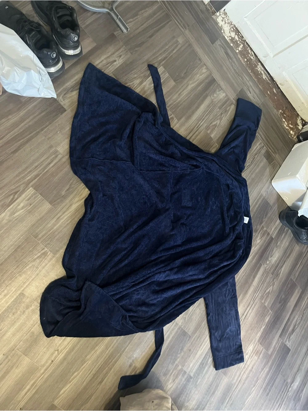 Men's Navy Plush Bathrobe with Belt
